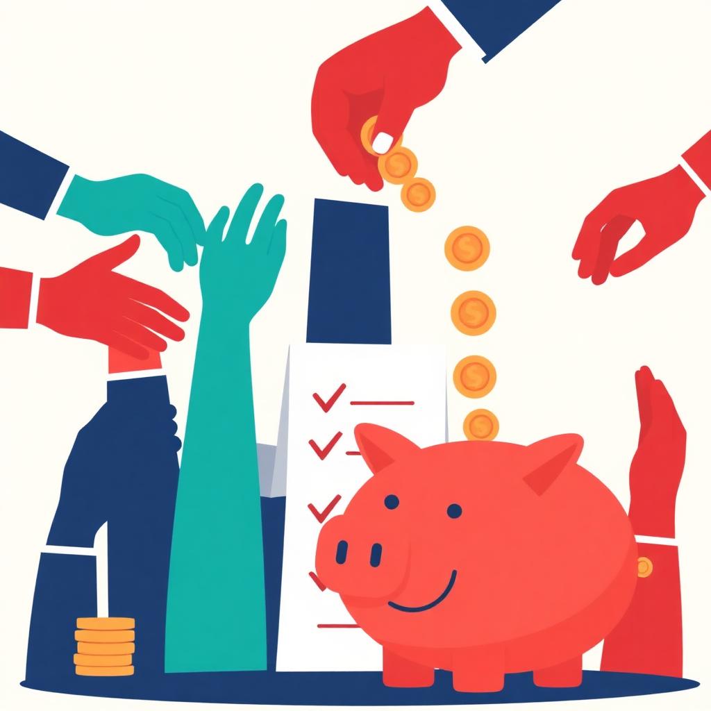 Hands dropping coins into a piggy bank