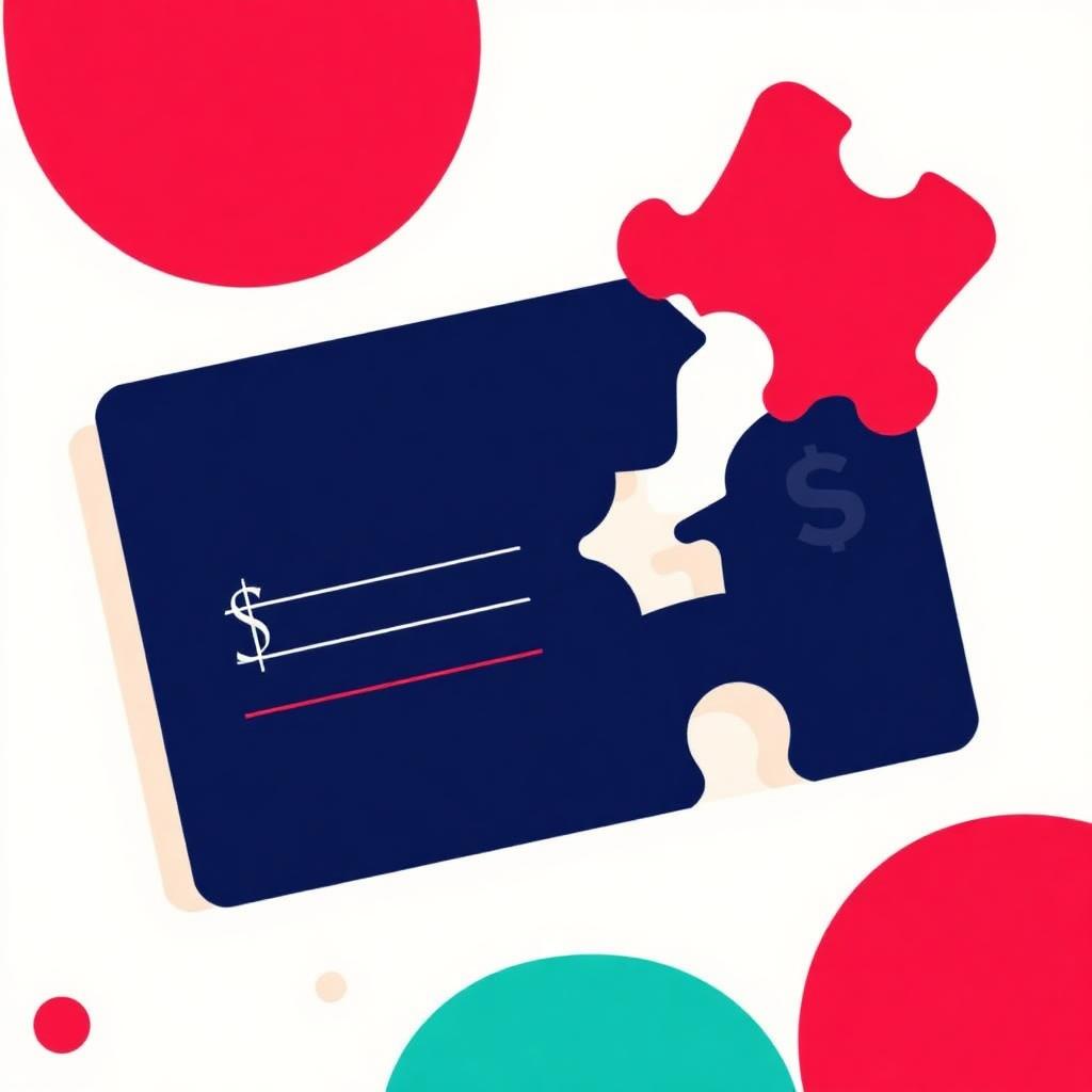 A paycheck with puzzle pieces removed