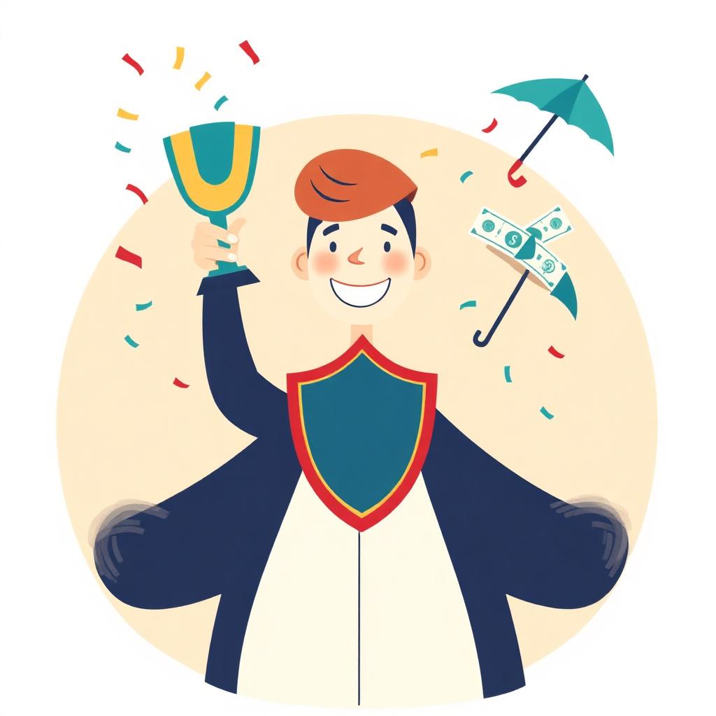 A producer holding up a shield trophy with confetti